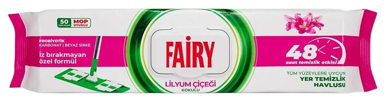 Fairy Lily (pink) universaalsed põranda puhastamise niisked salvrätikud (50 tk)